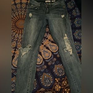 Blue ripped low rise